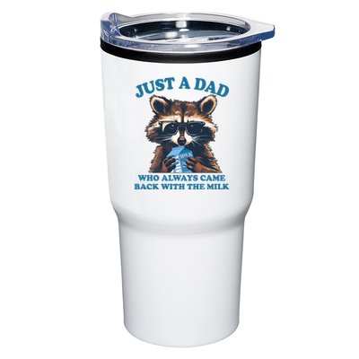 Funny Fathers Day Just A Dad Who Always Came Back With The Milk Raccoon Tumbler