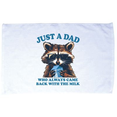 Funny Fathers Day Just A Dad Who Always Came Back With The Milk Raccoon Microfiber Hand Towel