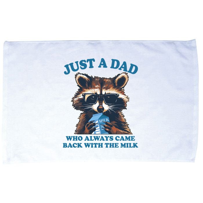 Funny Fathers Day Just A Dad Who Always Came Back With The Milk Raccoon Microfiber Hand Towel