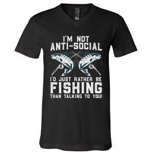 Funny Fishing Design For Fisherman Fishing Lover V-Neck T-Shirt