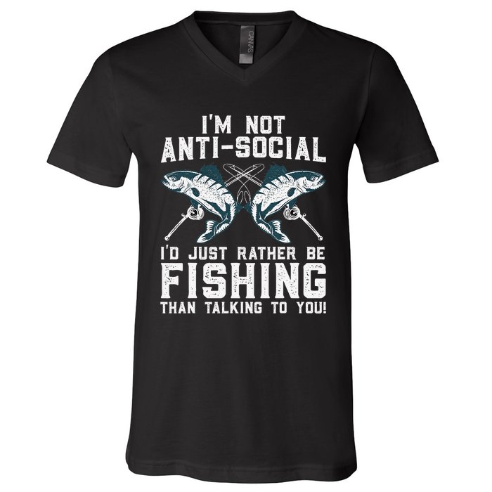 Funny Fishing Design For Fisherman Fishing Lover V-Neck T-Shirt