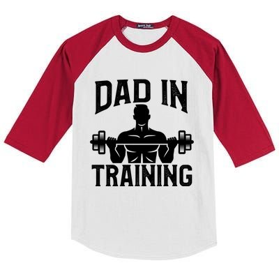 First Fathers Day Dad In Training Funny Workout Gym Gift Kids Colorblock Raglan Jersey