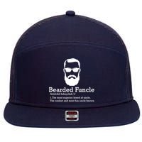 Funny Funcle Definition, Bearded Funcle Tee , Funcle , Beard Lover , Fun Uncle 7 Panel Mesh Trucker Snapback Hat