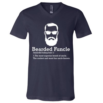 Funny Funcle Definition, Bearded Funcle Tee , Funcle , Beard Lover , Fun Uncle V-Neck T-Shirt