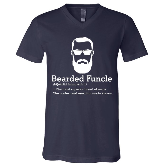 Funny Funcle Definition, Bearded Funcle Tee , Funcle , Beard Lover , Fun Uncle V-Neck T-Shirt