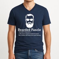 Funny Funcle Definition, Bearded Funcle Tee , Funcle , Beard Lover , Fun Uncle V-Neck T-Shirt