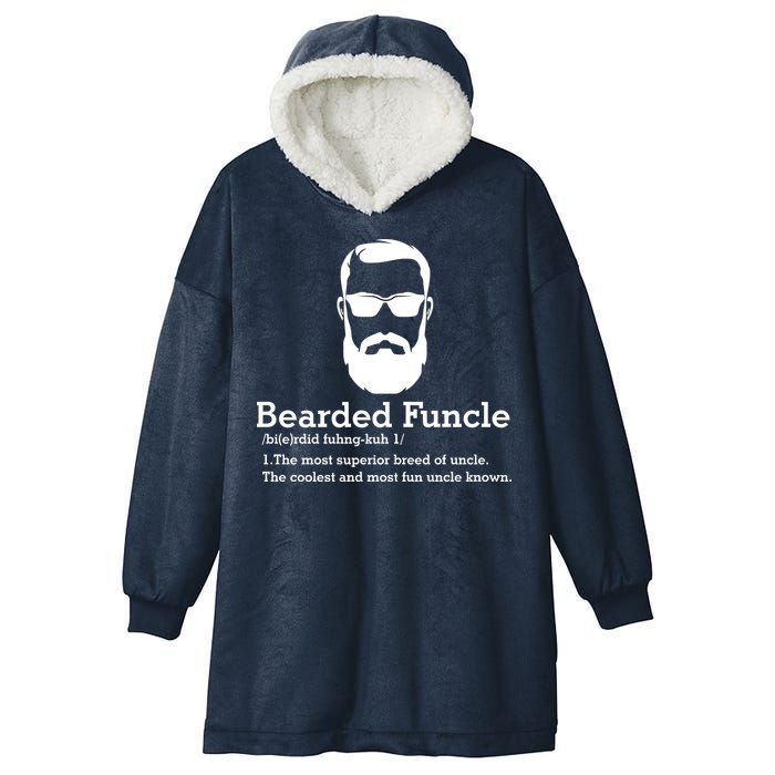 Funny Funcle Definition, Bearded Funcle Tee , Funcle , Beard Lover , Fun Uncle Hooded Wearable Blanket
