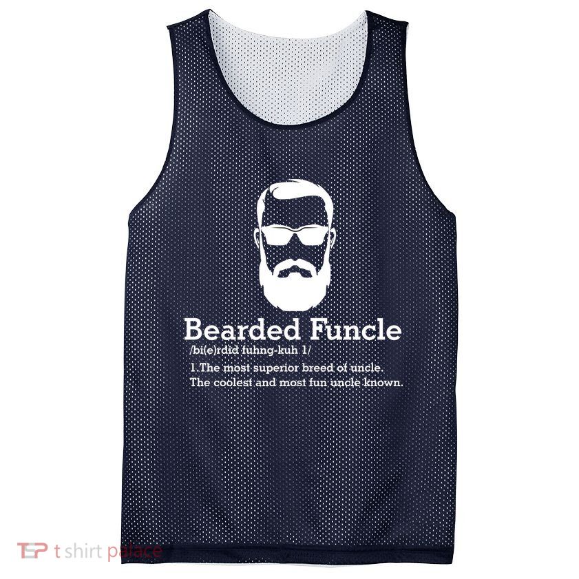 Funny Funcle Definition, Bearded Funcle Tee , Funcle , Beard Lover , Fun Uncle Mesh Reversible Basketball Jersey Tank