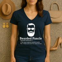 Funny Funcle Definition, Bearded Funcle Tee , Funcle , Beard Lover , Fun Uncle Women's V-Neck T-Shirt