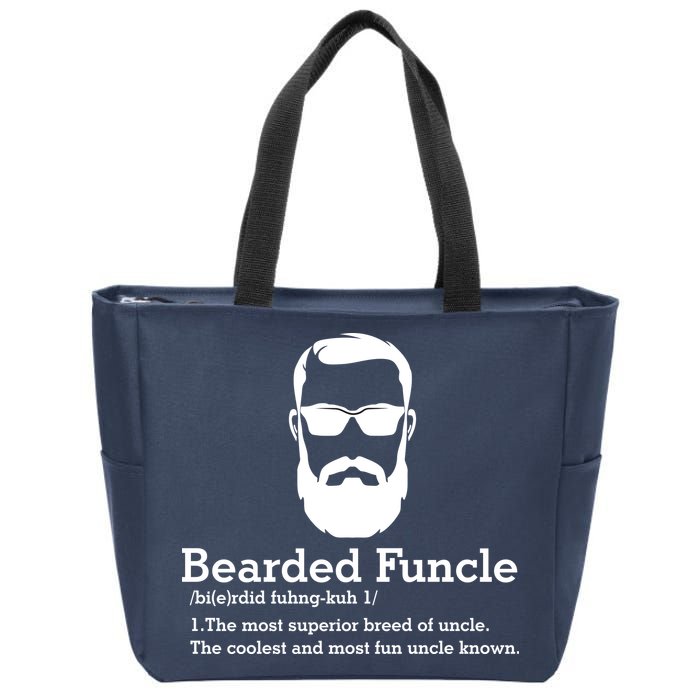 Funny Funcle Definition, Bearded Funcle Tee , Funcle , Beard Lover , Fun Uncle Zip Tote Bag