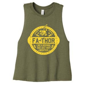 Fa-Thor - fathers day fathers day gift dad father Women's Racerback Cropped Tank