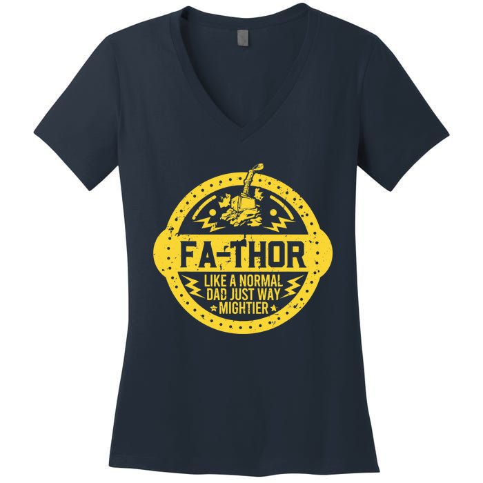 Fa-Thor - fathers day fathers day gift dad father Women's V-Neck T-Shirt