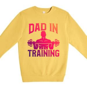 First Fathers Day Dad In Training Funny Workout Gym Gift Cute Gift Premium Crewneck Sweatshirt