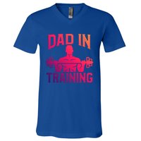 First Fathers Day Dad In Training Funny Workout Gym Gift Cute Gift V-Neck T-Shirt