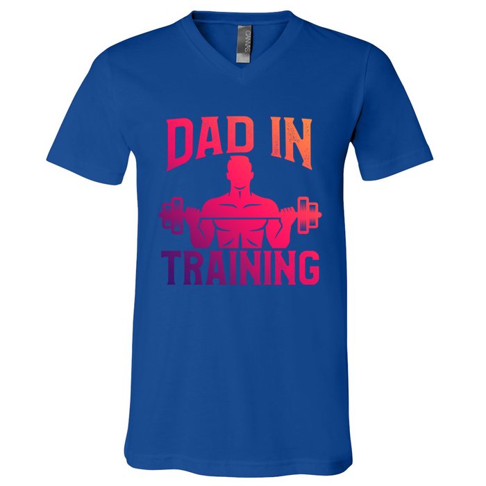 First Fathers Day Dad In Training Funny Workout Gym Gift Cute Gift V-Neck T-Shirt