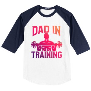 First Fathers Day Dad In Training Funny Workout Gym Gift Cute Gift Baseball Sleeve Shirt