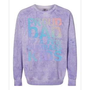 Funny Father's Day Joke Gift Proud Dad Of A Few Dumbass Gift Colorblast Crewneck Sweatshirt