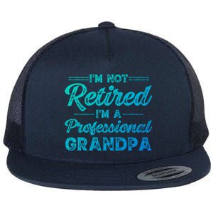 Funny Fathers Day Retired Grandpa Great Gift Flat Bill Trucker Hat