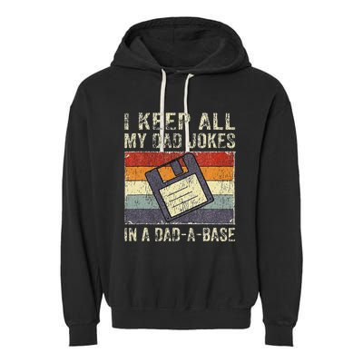 Funny Father's Day Daddy Jokes in Dadabase Vintage Retro Garment-Dyed Fleece Hoodie