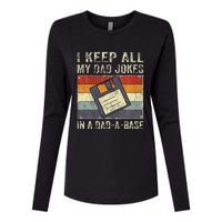 Funny Father's Day Daddy Jokes in Dadabase Vintage Retro Womens Cotton Relaxed Long Sleeve T-Shirt