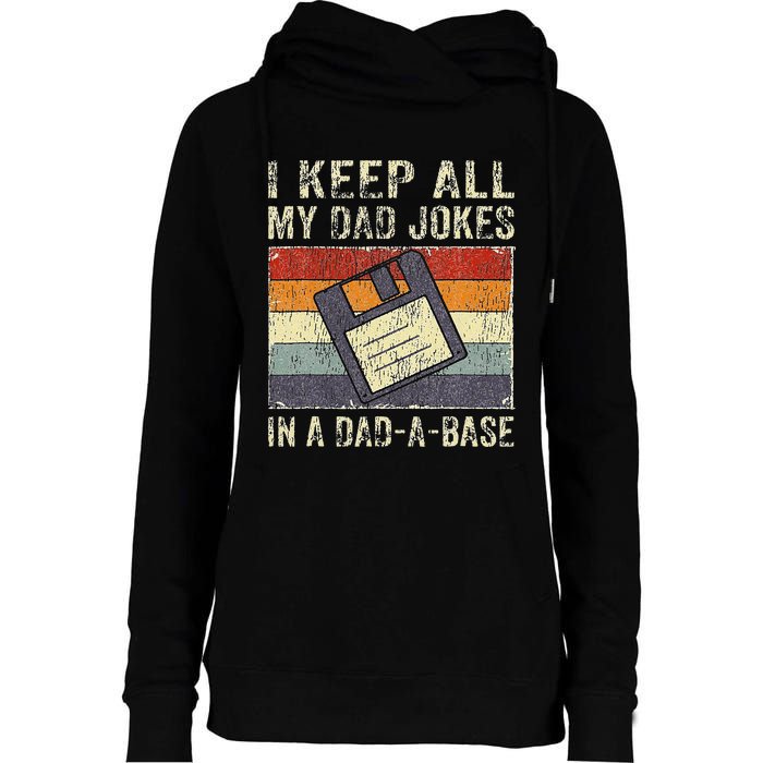 Funny Father's Day Daddy Jokes in Dadabase Vintage Retro Womens Funnel Neck Pullover Hood