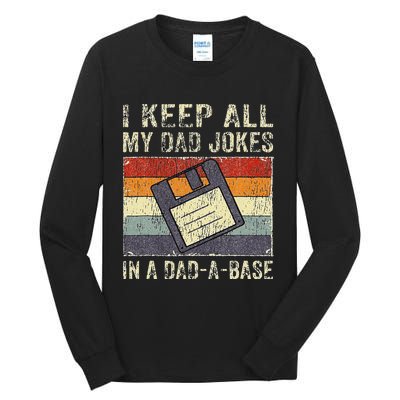 Funny Father's Day Daddy Jokes in Dadabase Vintage Retro Tall Long Sleeve T-Shirt