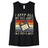 Funny Father's Day Daddy Jokes in Dadabase Vintage Retro Women's Racerback Cropped Tank