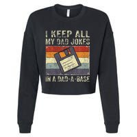 Funny Father's Day Daddy Jokes in Dadabase Vintage Retro Cropped Pullover Crew