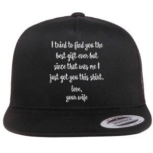 Funny Fathers Day Or Birthday Gift From Wife To Husband Flat Bill Trucker Hat