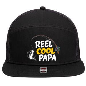 Funny FatherS Day Fish Reel Cool Fisher Papa Fishing Dad Meaningful Gift 7 Panel Mesh Trucker Snapback Hat