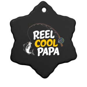 Funny FatherS Day Fish Reel Cool Fisher Papa Fishing Dad Meaningful Gift Ceramic Star Ornament