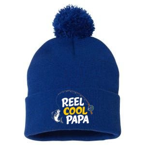 Funny FatherS Day Fish Reel Cool Fisher Papa Fishing Dad Meaningful Gift Pom Pom 12in Knit Beanie