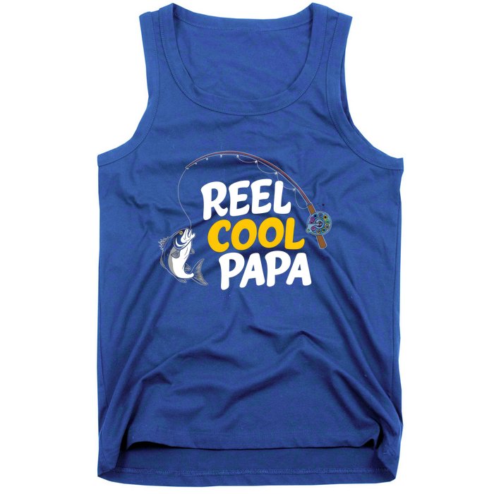 Funny FatherS Day Fish Reel Cool Fisher Papa Fishing Dad Meaningful Gift Tank Top