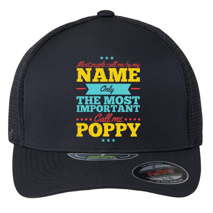 Funny Fathers Day For Poppy Men From Daughter & Son Flexfit Unipanel Trucker Cap