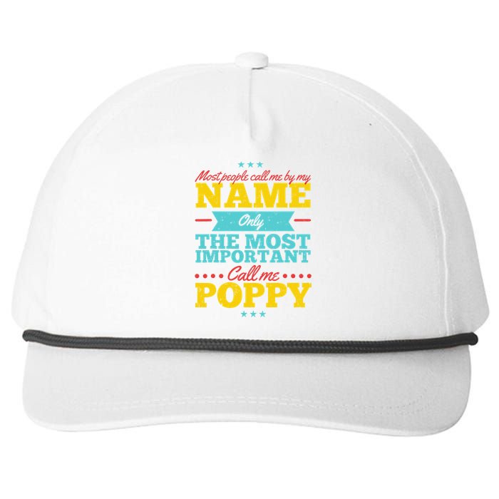 Funny Fathers Day For Poppy Men From Daughter & Son Snapback Five-Panel Rope Hat