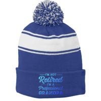 Funny Fathers Day Retired Grandpa Great Gift Stripe Pom Pom Beanie