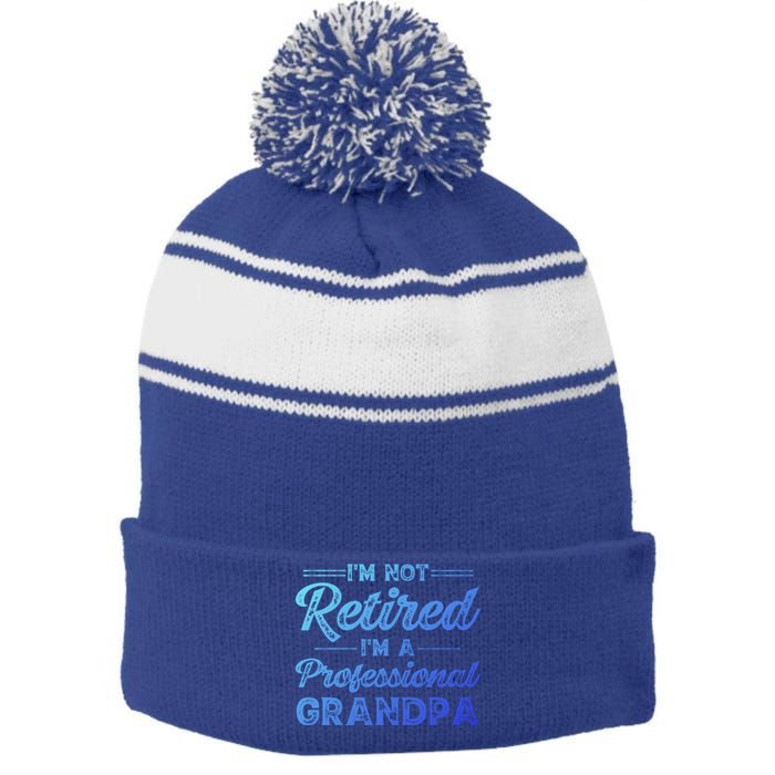 Funny Fathers Day Retired Grandpa Great Gift Stripe Pom Pom Beanie