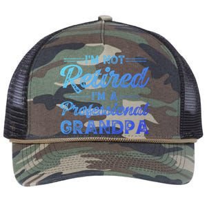 Funny Fathers Day Retired Grandpa Great Gift Retro Rope Trucker Hat Cap