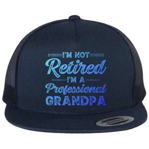 Funny Fathers Day Retired Grandpa Great Gift Flat Bill Trucker Hat