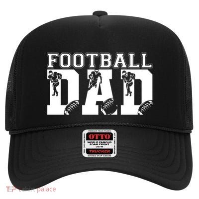 Funny Fathers Day Football Dad Football Dad Birthday Gift High Crown Mesh Back Trucker Hat