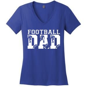 Funny Fathers Day Football Dad Football Dad Birthday Gift Women's V-Neck T-Shirt