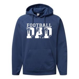 Funny Fathers Day Football Dad Football Dad Birthday Gift Performance Fleece Hoodie