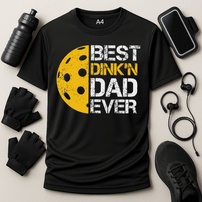 Funny Father's Day Pickleball Best Dink'n Dad Ever Funny Cooling Performance Crew T-Shirt