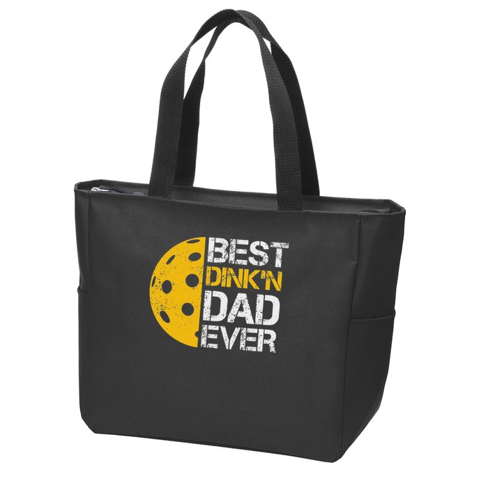 Funny Father's Day Pickleball Best Dink'n Dad Ever Funny Zip Tote Bag