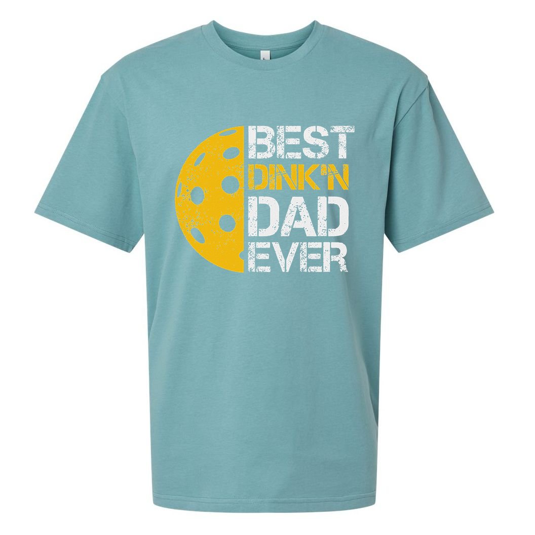 Funny Father's Day Pickleball Best Dink'n Dad Ever Funny Sueded Cloud Jersey T-Shirt