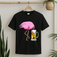 Funny Flamingo Drinking Beer Party Beer Drinker T-Shirt
