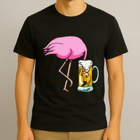 Funny Flamingo Drinking Beer Party Beer Drinker T-Shirt