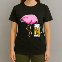 Funny Flamingo Drinking Beer Party Beer Drinker T-Shirt