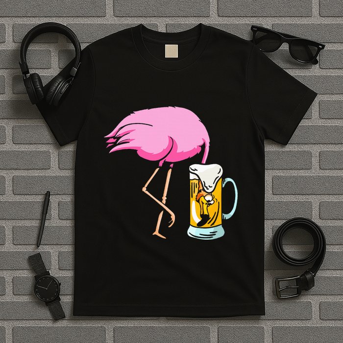 Funny Flamingo Drinking Beer Party Beer Drinker T-Shirt