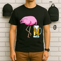 Funny Flamingo Drinking Beer Party Beer Drinker T-Shirt